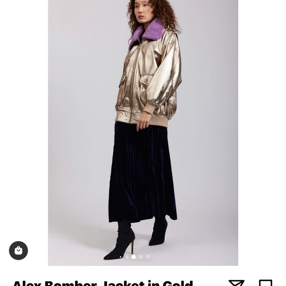 Bathsheva Alex Bomber Jacket in Gold Metallic Leather - Picture 14 of 15